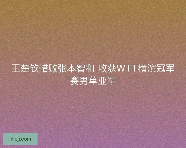 王楚钦惜败张本智和 收获WTT横滨冠军赛男单亚军