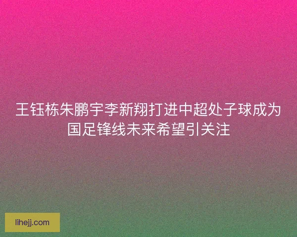 王钰栋朱鹏宇李新翔打进中超处子球成为国足锋线未来希望引关注