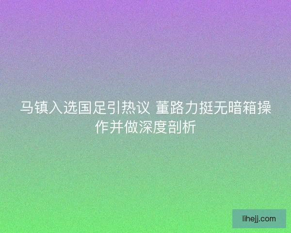 马镇入选国足引热议 董路力挺无暗箱操作并做深度剖析